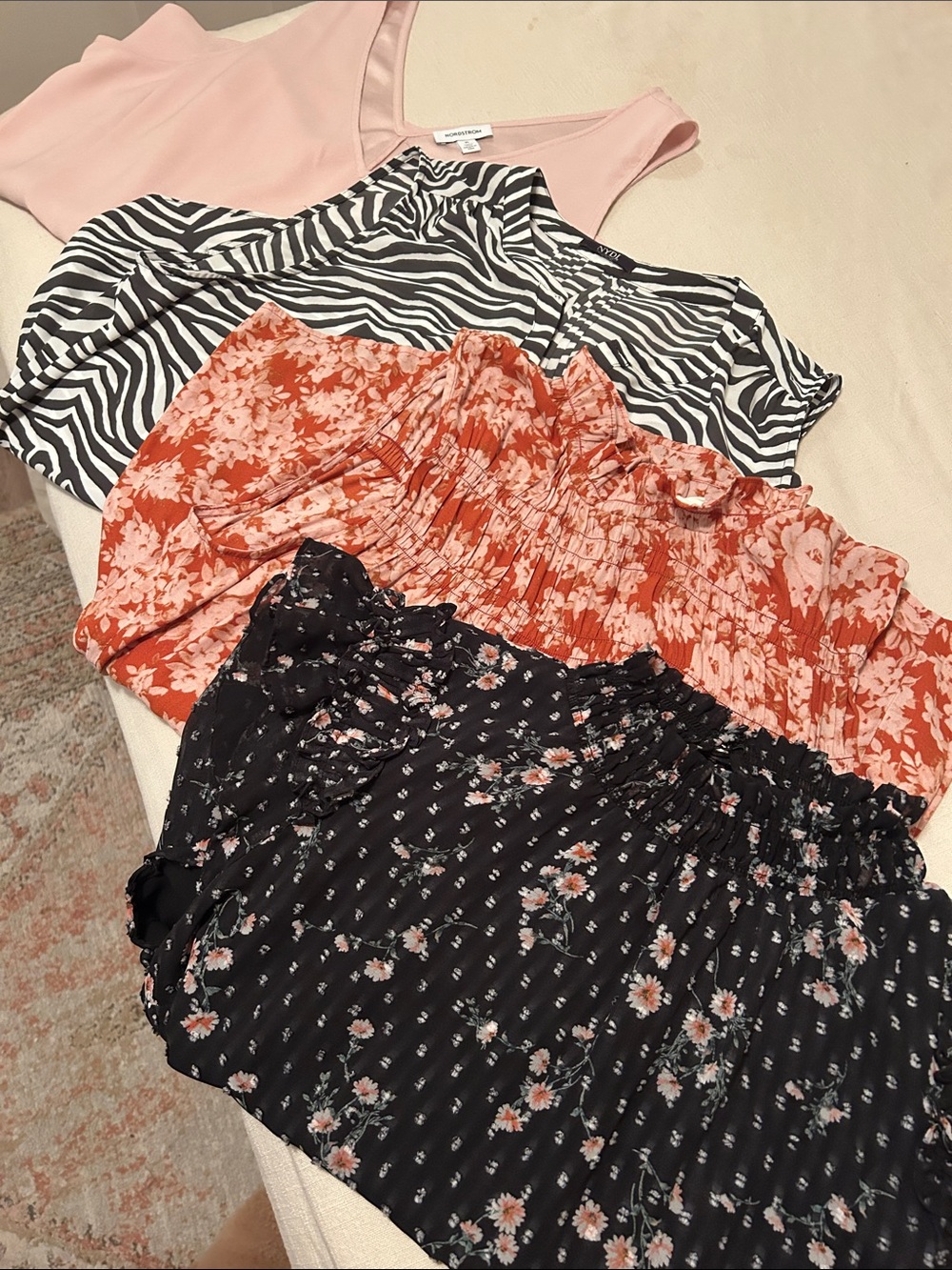 Mixed Print Women's Tops — Pink, Black, Coral -CeCe , Treasure and Bond , Nordy